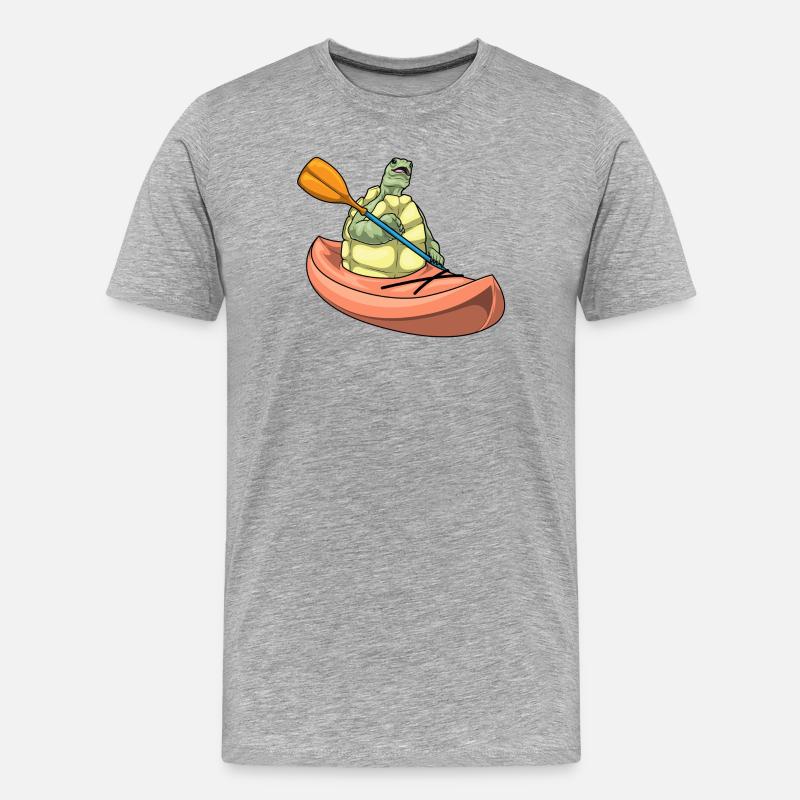 Schildkröte Kayak - Männer Premium Bio T-Shirt - Grau meliert