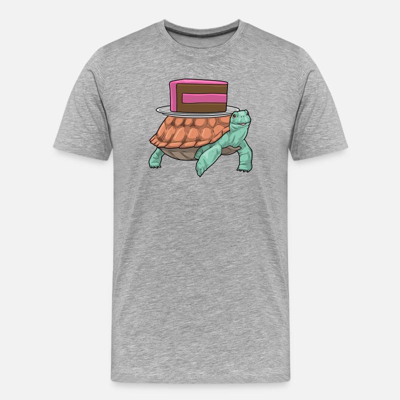 Turtle Cake - Men's Premium Organic T-Shirt - heather grey
