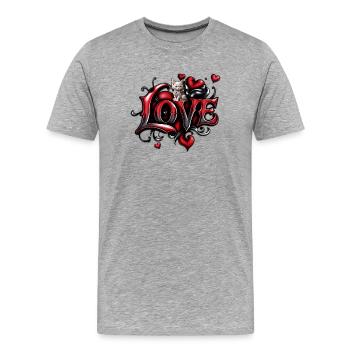Flüstern des Herzens: Die Magie der Liebe und des Kätzchens - Männer Premium Bio T-Shirt - Grau meliert - Vorne - Damien (186cm)