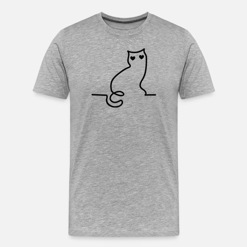 Katze - Männer Premium Bio T-Shirt - Grau meliert