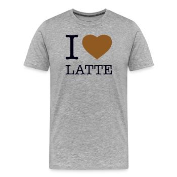 I LOVE LATTE - Männer Premium Bio T-Shirt - Grau meliert - Vorne - Damien (186cm)