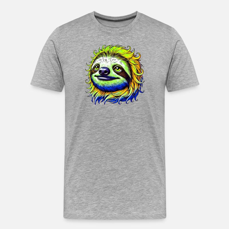 Faultier - Männer Premium Bio T-Shirt - Grau meliert