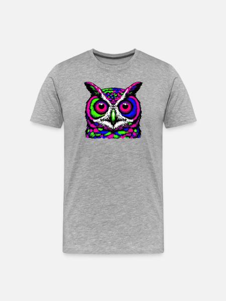 Owl - Men's Premium Organic T-Shirt - heather grey