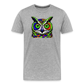 Owl - Men's Premium Organic T-Shirt - heather grey - Front - Damien (186cm)