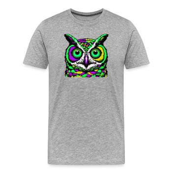 Owl - Men's Premium Organic T-Shirt - heather grey - Front - Damien (186cm)