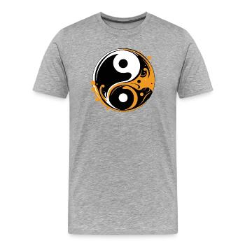 YIN UND YANG - Männer Premium Bio T-Shirt - Grau meliert - Vorne - Damien (186cm)