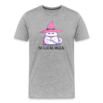 Je suis Suffuffant Magique – Dicke Zauberkatze - T-shirt bio Premium Homme - gris chiné - Devant - Damien (186cm)