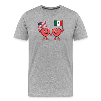 America and Mexico Hearts - Men's Premium Organic T-Shirt - heather grey - Front - Damien (186cm)