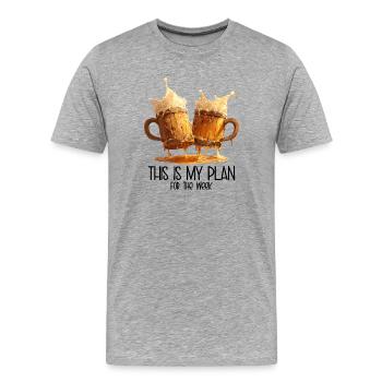Voici mon plan pour la semaine - Bierkrüge Larp - T-shirt bio Premium Homme - gris chiné - Devant - Damien (186cm)