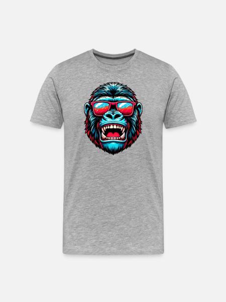 Gorillas with sunglasses - Men's Premium Organic T-Shirt - heather grey