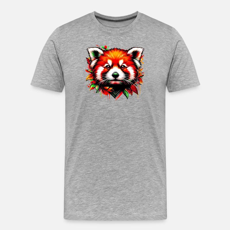 Kleiner Panda - Männer Premium Bio T-Shirt - Grau meliert