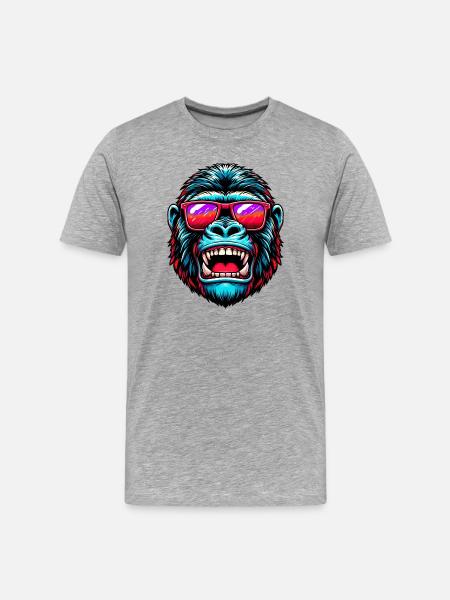 Gorillas with sunglasses - Men's Premium Organic T-Shirt - heather grey
