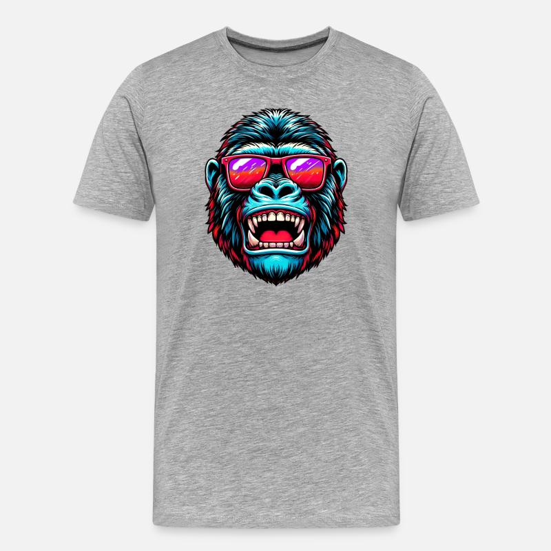 Gorillas mit Sonnenbrille - Männer Premium Bio T-Shirt - Grau meliert