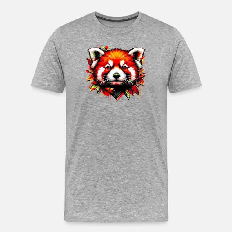 Kleiner Panda - Männer Premium Bio T-Shirt - Grau meliert