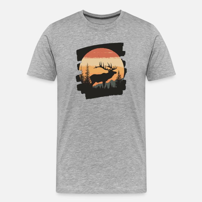 Elch Retro - Männer Premium Bio T-Shirt - Grau meliert