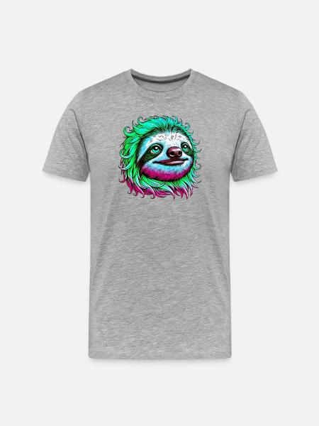 Faultier - Männer Premium Bio T-Shirt - Grau meliert