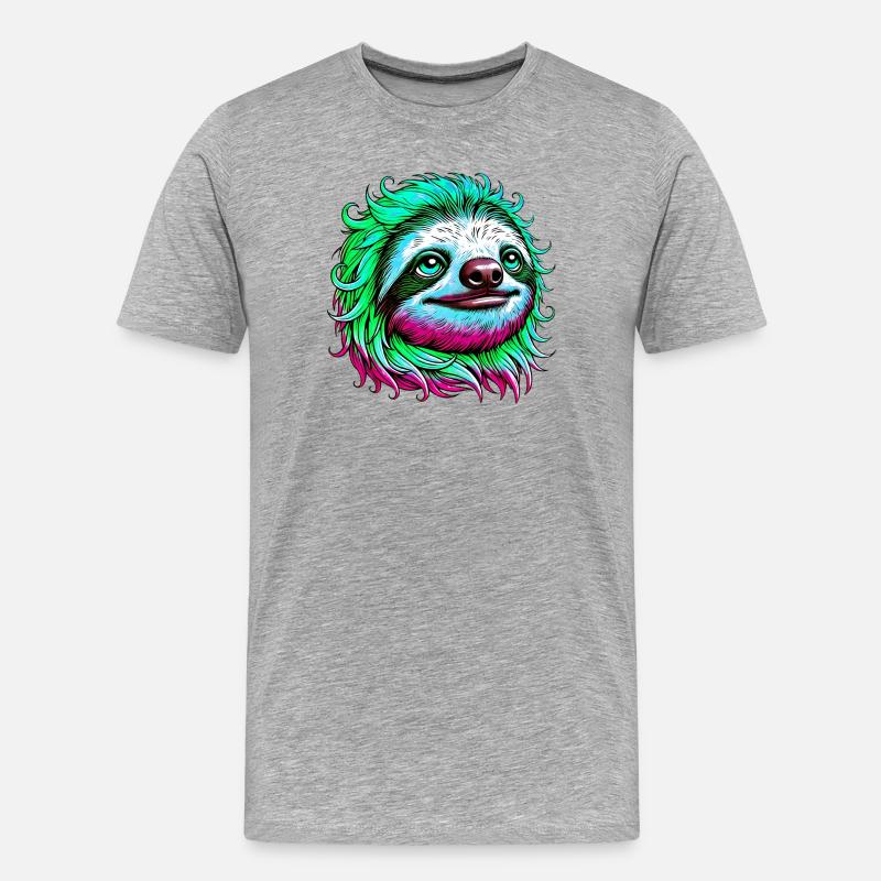 Faultier - Männer Premium Bio T-Shirt - Grau meliert