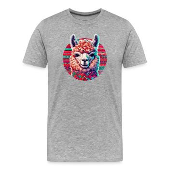 Alpaka - Männer Premium Bio T-Shirt - Grau meliert - Vorne - Damien (186cm)
