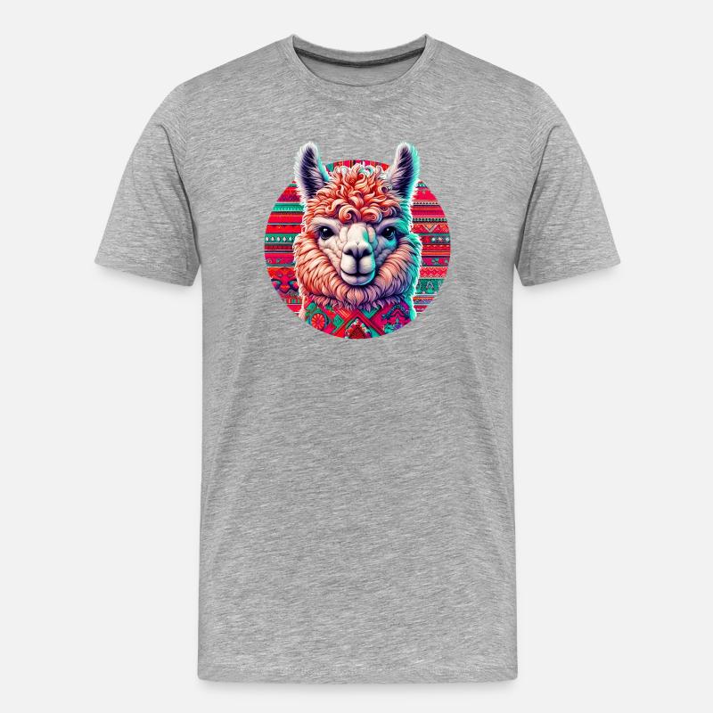 Alpaka - Männer Premium Bio T-Shirt - Grau meliert