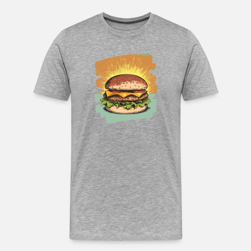 Burger Retro - Männer Premium Bio T-Shirt - Grau meliert
