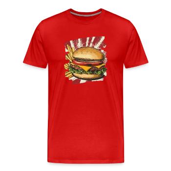 Burgers et frites rétro - T-shirt bio Premium Homme - rouge - Devant - Damien (186cm)