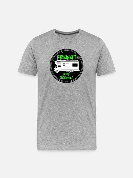 RV,Camping,Fun Shirt,Freedom on Wheels(25) - Men's Premium Organic T-Shirt - heather grey