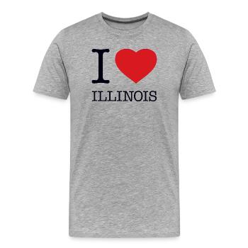 I LOVE ILLINOIS - Männer Premium Bio T-Shirt - Grau meliert - Vorne - Damien (186cm)