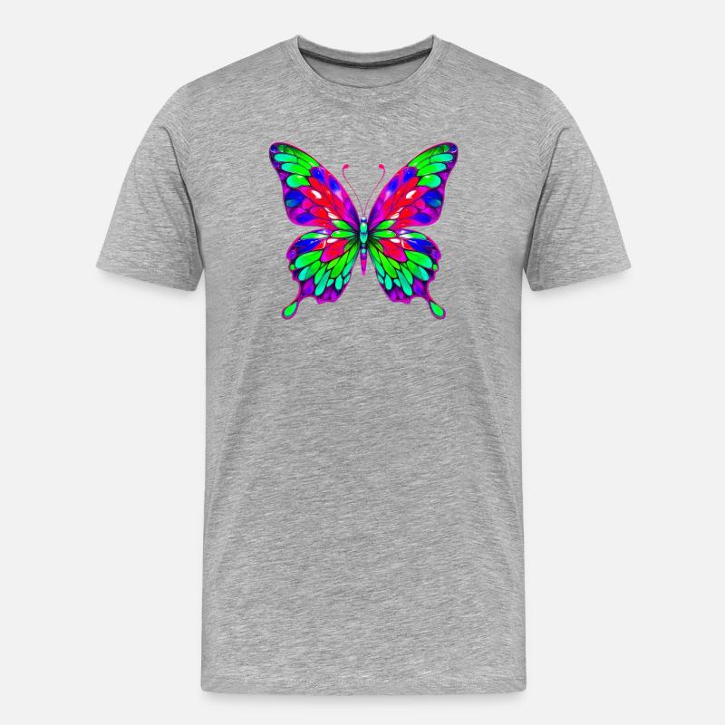 Schmetterling - Männer Premium Bio T-Shirt - Grau meliert