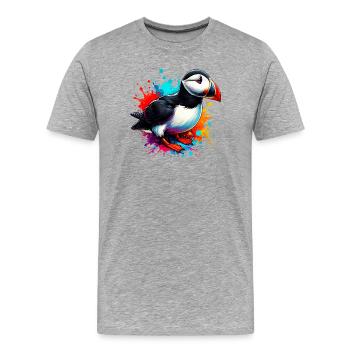 Papageitaucher - Männer Premium Bio T-Shirt - Grau meliert - Vorne - Damien (186cm)