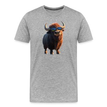 Bison, Bison, Bovins sauvages, Bison, Bison d’Amérique - T-shirt bio Premium Homme - gris chiné - Devant - Damien (186cm)