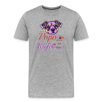 Lustiger Hund - Männer Premium Bio T-Shirt - Grau meliert - Vorne - Damien (186cm)