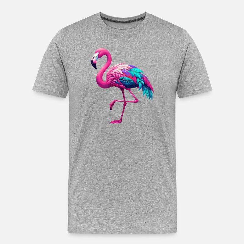 Flamingo - Männer Premium Bio T-Shirt - Grau meliert