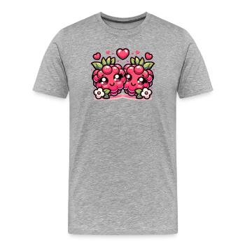 Joli design de t-shirt avec des framboises - T-shirt bio Premium Homme - gris chiné - Devant - Damien (186cm)
