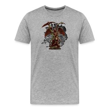 Engelstatue, Ranken, gothic design - Männer Premium Bio T-Shirt - Grau meliert - Vorne - Damien (186cm)