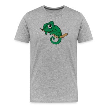 Lui le Caméléon, Tricolore - T-shirt bio Premium Homme - gris chiné - Devant - Damien (186cm)