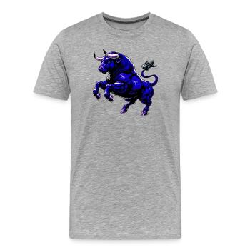 Stier - Männer Premium Bio T-Shirt - Grau meliert - Vorne - Damien (186cm)
