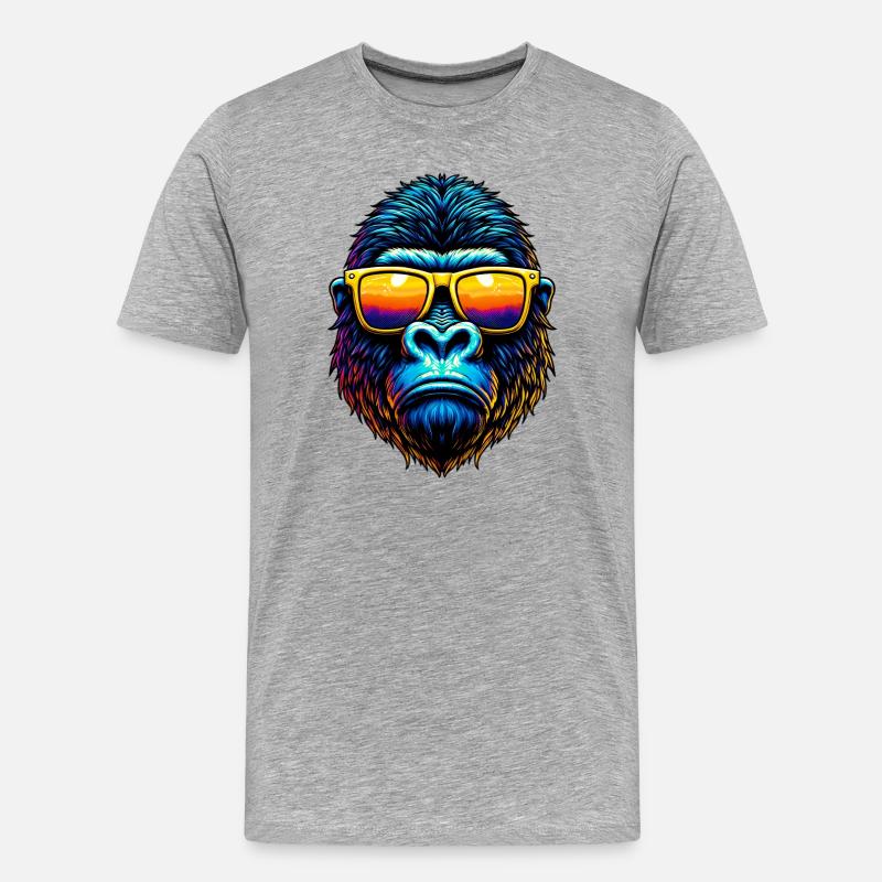 Gorilla - Männer Premium Bio T-Shirt - Grau meliert