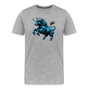 Stier - Männer Premium Bio T-Shirt - Grau meliert - Vorne - Damien (186cm)