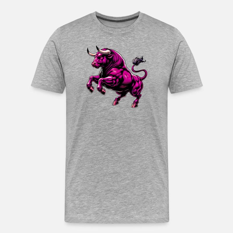 Stier - Männer Premium Bio T-Shirt - Grau meliert