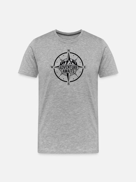 Mountains - Adventure Awaits - Men's Premium Organic T-Shirt - heather grey