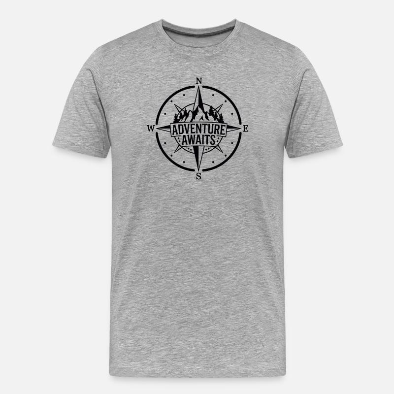 Berge - Das Abenteuer wartet auf Sie - Männer Premium Bio T-Shirt - Grau meliert