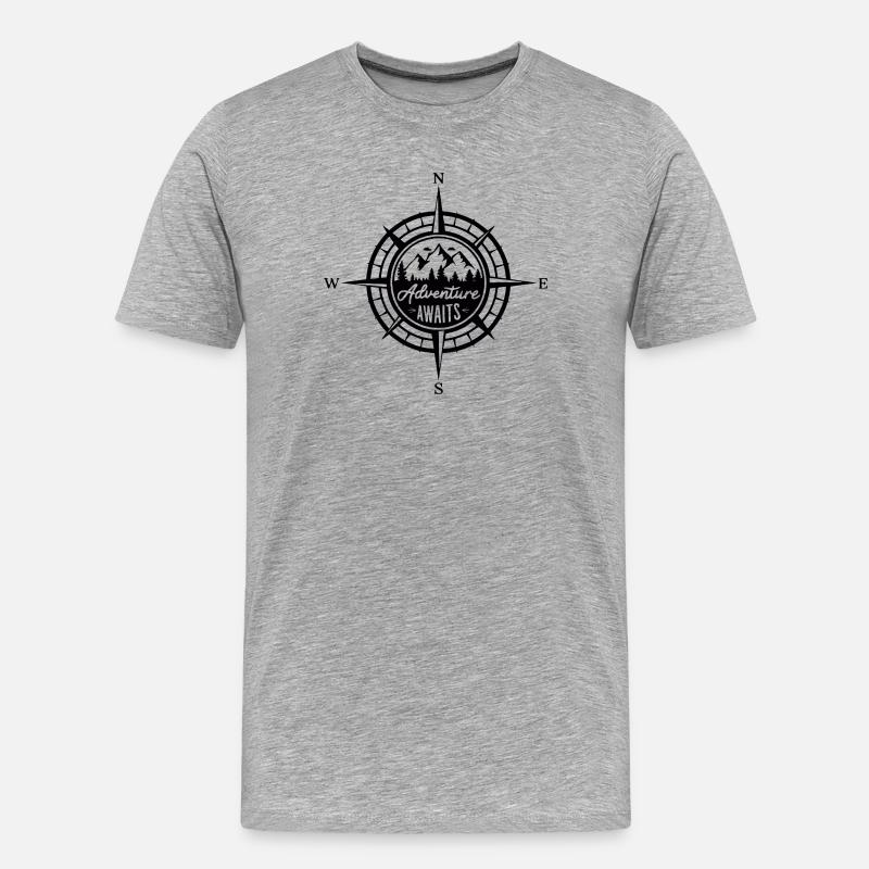 Berge - Das Abenteuer wartet auf Sie - Männer Premium Bio T-Shirt - Grau meliert