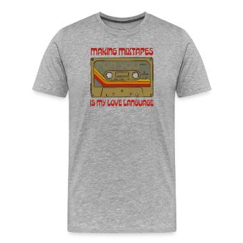 Mixtapes sind meine Liebessprache - Männer Premium Bio T-Shirt - Grau meliert - Vorne - Damien (186cm)