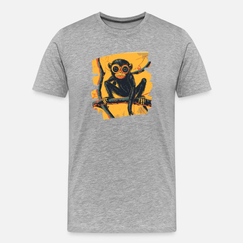 Spinnenaffe Retro - Männer Premium Bio T-Shirt - Grau meliert