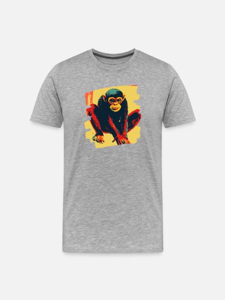 Singe araignée rétro - T-shirt bio Premium Homme - gris chiné
