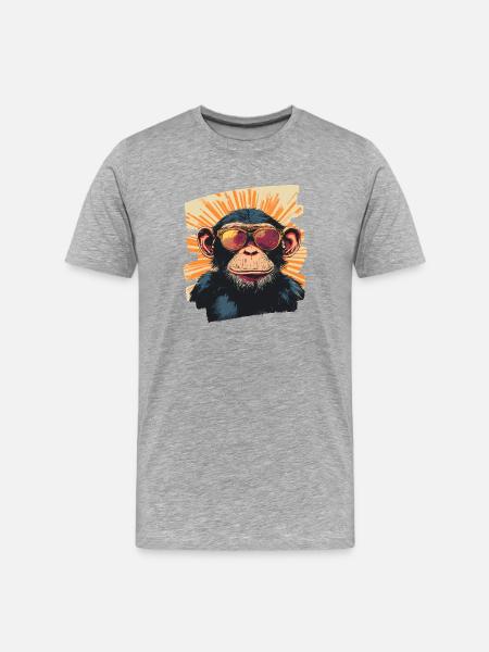 Monkey Retro - Men's Premium Organic T-Shirt - heather grey