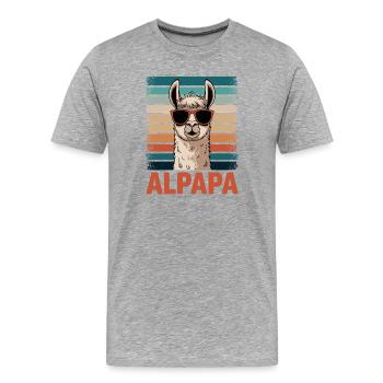 Papa Alpaga Papa Drôle Lama Cadeau de Fête des Pères - T-shirt bio Premium Homme - gris chiné - Devant - Damien (186cm)