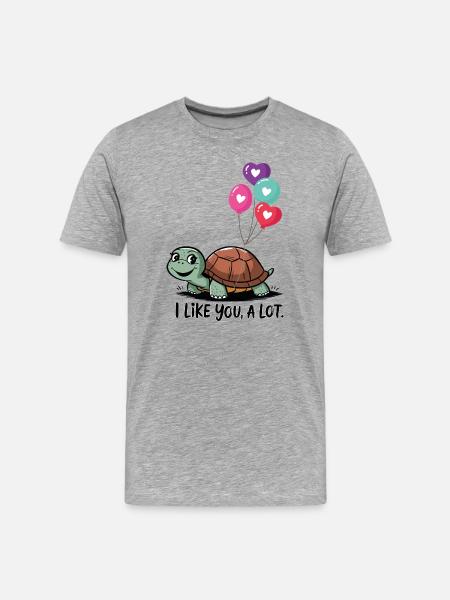 Turtle with Heart Balloons - Men's Premium Organic T-Shirt - heather grey