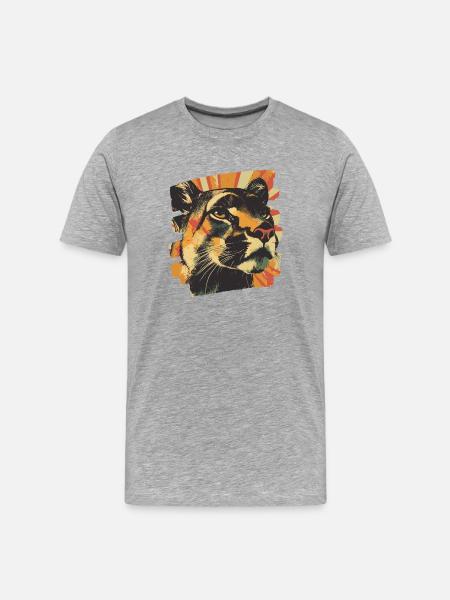 Lion from mountain Retro - Men's Premium Organic T-Shirt - heather grey