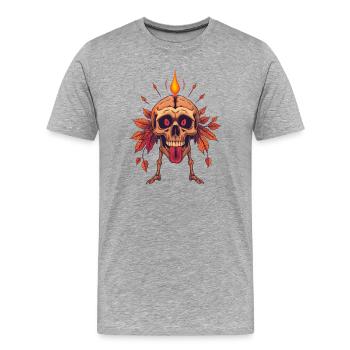 Skull with candle - Men's Premium Organic T-Shirt - heather grey - Front - Damien (186cm)